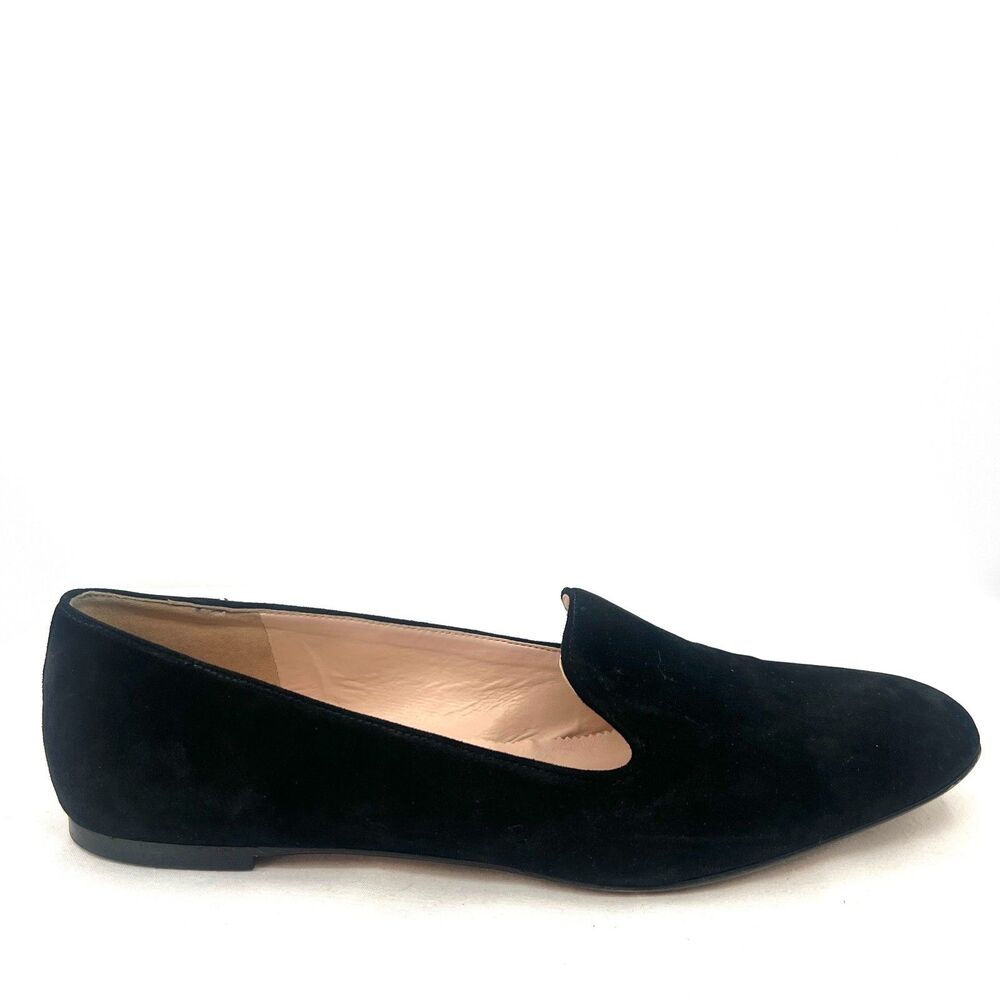 J.Crew Darby Black Suede Smoking Slipper Loafers Flats Womens Size 10 Italy